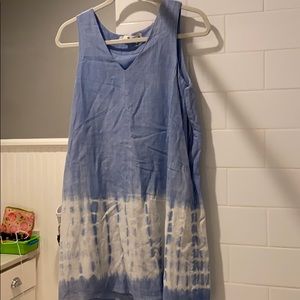 blue and white dress